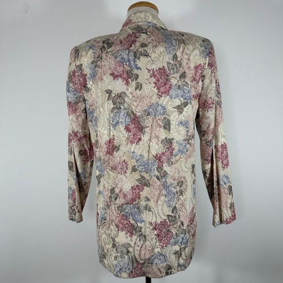 Michael K Co. Tapastry Pink Floral Paisley One Button Blazer Jacket Silky Size M - Picture 10 of 14